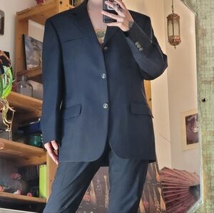 Oscar De La Renta 100% Pure Virgin Wool Vintage Black Blazer - Size 44 S